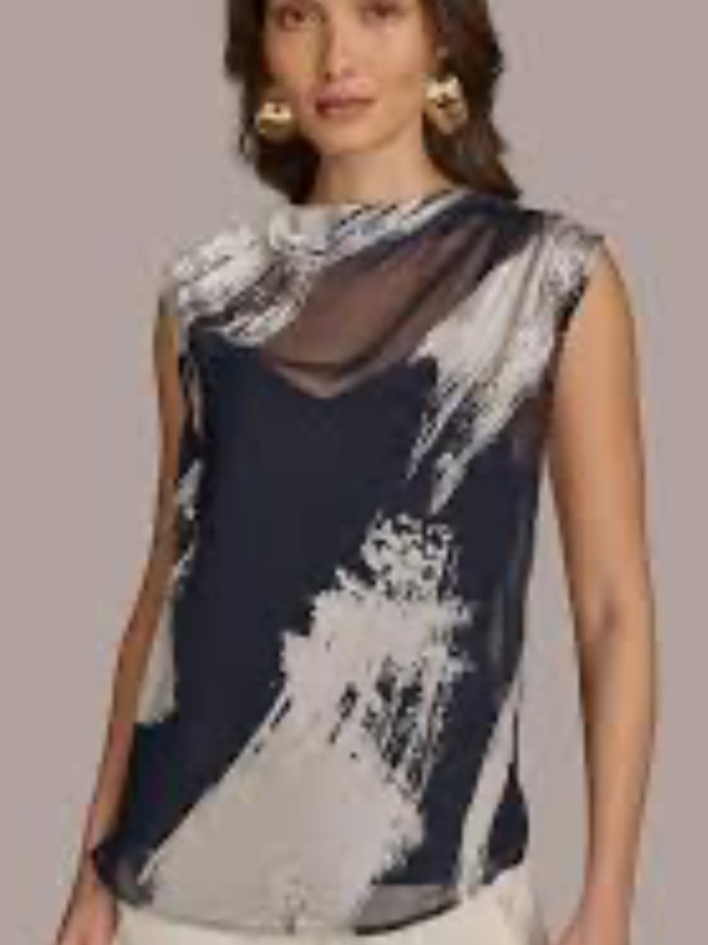 Donna Karan black and silver mock neck top. Small *without cami